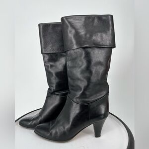 ECLISSE‎ ITALIAN BLACK SOFT LEATHER VINTAGE BOOTS ALMOND TOE
